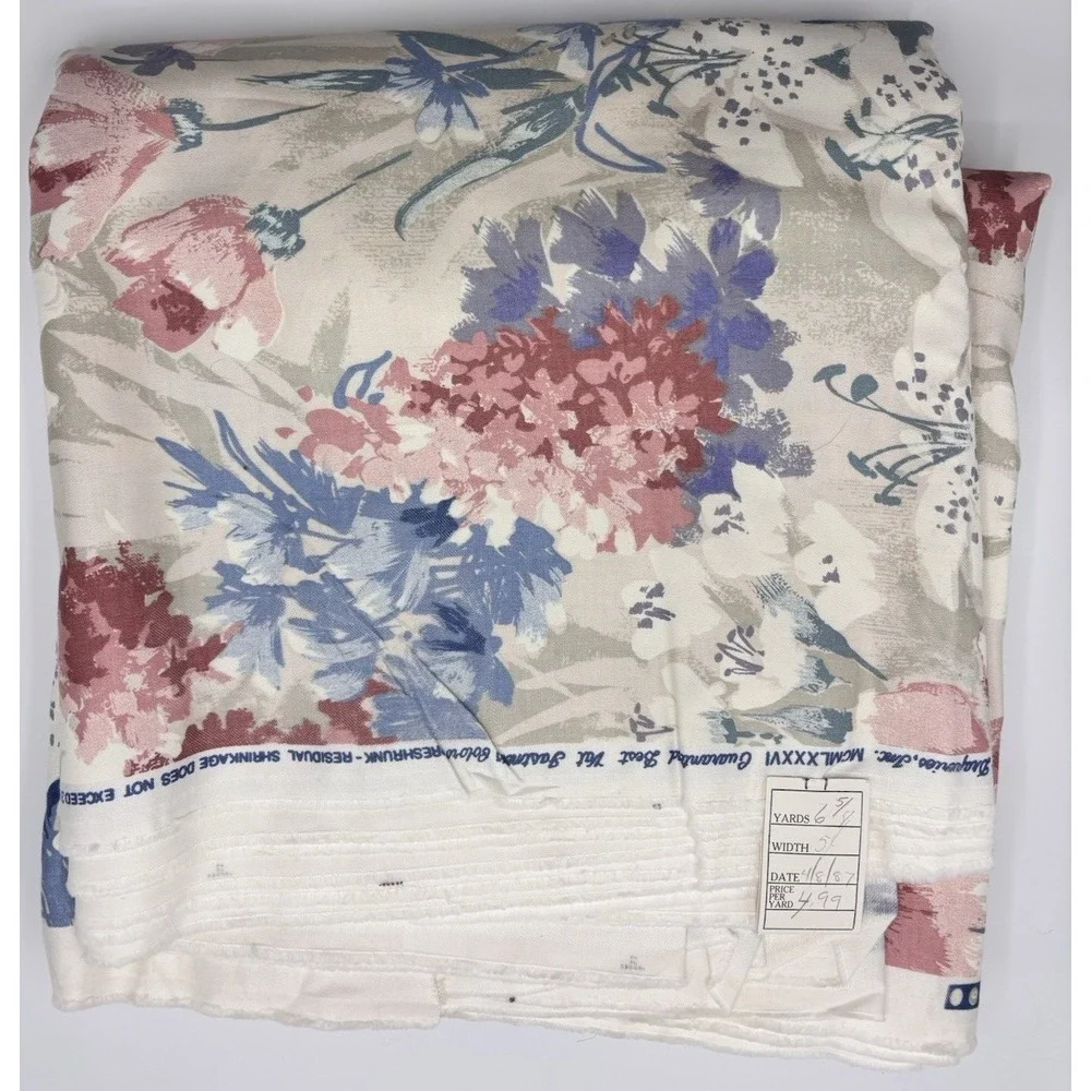 Vtg 1987 House 'N Home Pink Purple Teal Floral Drapery Fabric 54